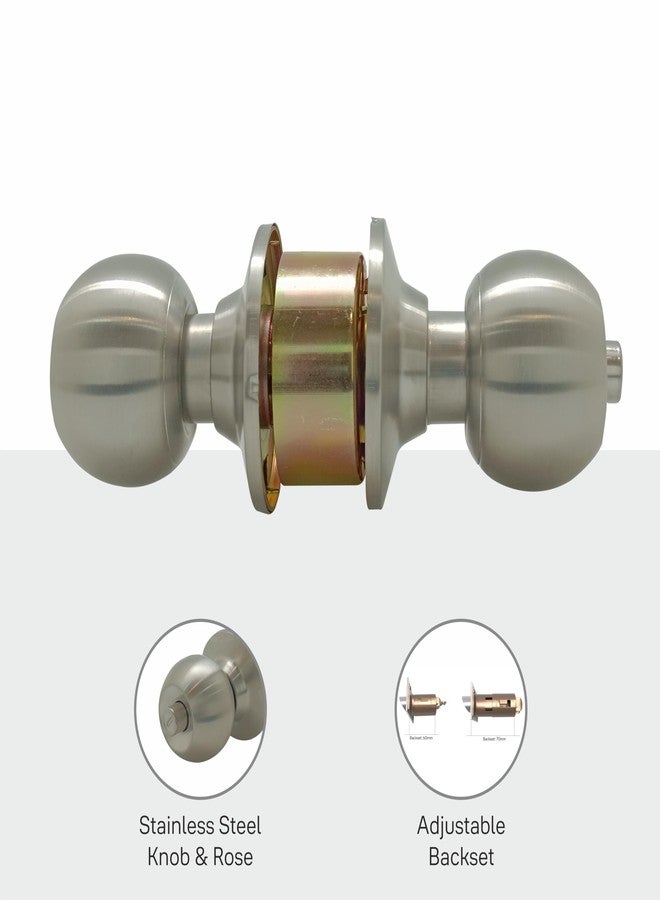 ييل طقم مقبض حمام من الفولاذ المقاوم للصدأ المصقول من ييل - قفل أسطواني كلاسيكي بدون مفتاح - قفل مقبض باب أنبوبي بدبوس من الفولاذ المقاوم للصدأ - (قفل حمام بدون مفتاح) - Image 5